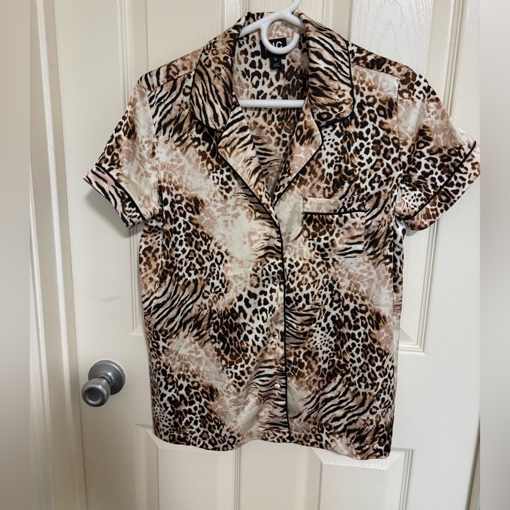 INC International Concepts 2-Piece Stretch Satin Pajama Set Leopard Print XS - Picture 11 of 11